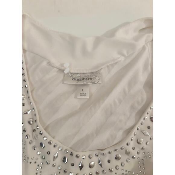 Dress Barn Beaded Ruffle Tank NWT Womens Large Ivory Sleeveless Boho Fairycore - Picture 4 of 11